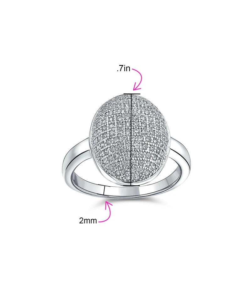 Bling Jewelry Holiday Party Cubic Zirconia Oval Pave Dome Cz Prom Fashion Statement Ring