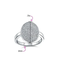 Bling Jewelry Holiday Party Cubic Zirconia Oval Pave Dome Cz Prom Fashion Statement Ring