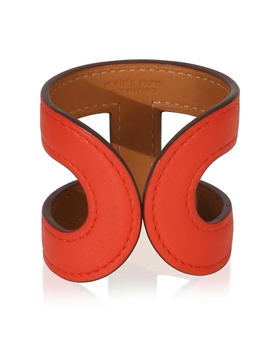 Pre-Owned Hermes Rose Vermillon Ano Leather Cuff Bracelet