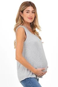 Pinkblush Maternity Heather Gray Double Layer Nursing Tank Top