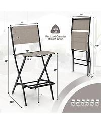 Gymax Folding Bar Stools Set of 6 Patio Sling Chairs with Backrest Humanized Footrest