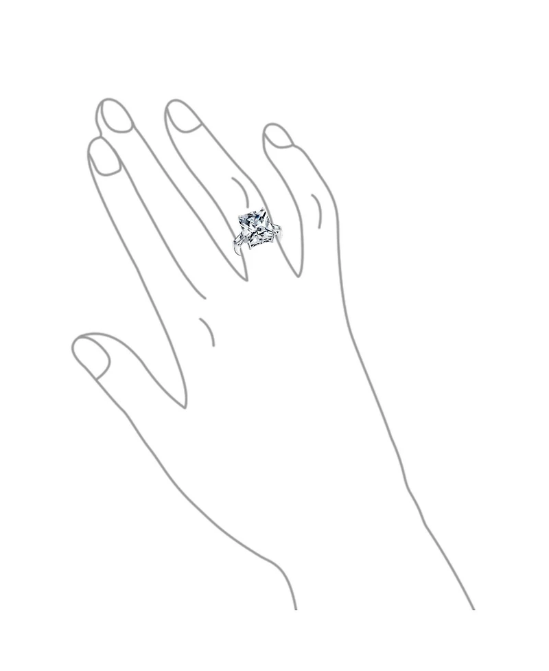 Bling Jewelry Art Deco Style Sterling Silver Large 10CT Rectangle Cz Cubic Zirconia Statement Promise Ring Baguette Side Stones