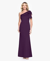 B&A By Betsy and Adam Women's One-Shoulder Bow Scuba Long Dress