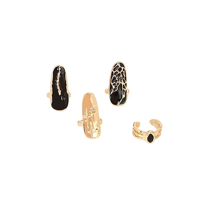 Sohi Women's The Enamel-Goliath Nail Rings California Gold