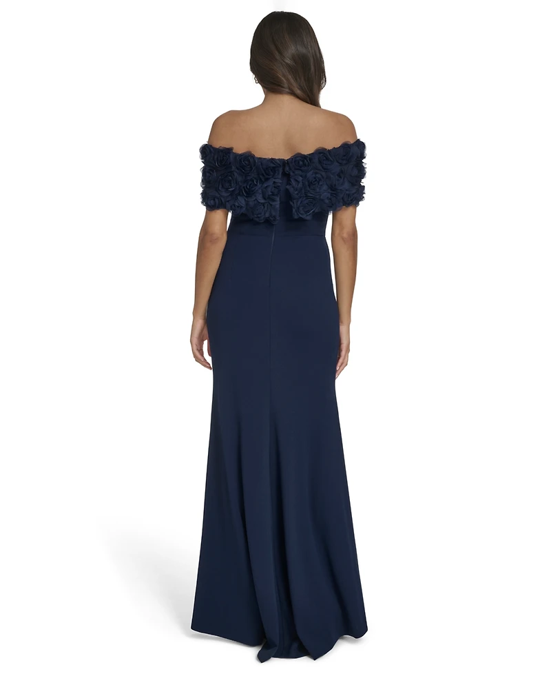 Eliza J Women's Off-The-Shoulder Side-Ruched Gown