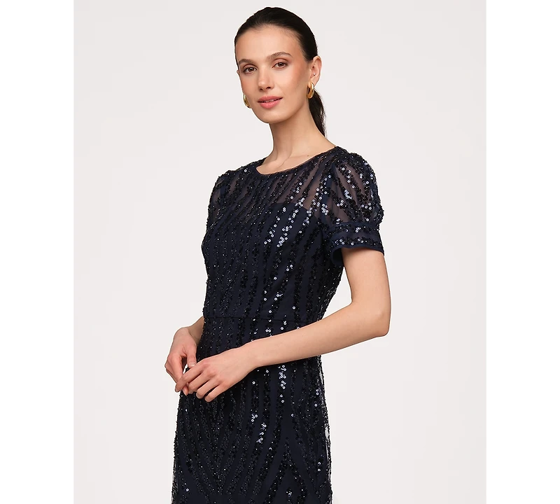 Js Collections Women's Jewel Neck Column Gown Dress