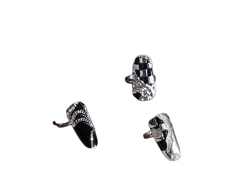 Sohi Women's The Corroded-Checks Nail Rings