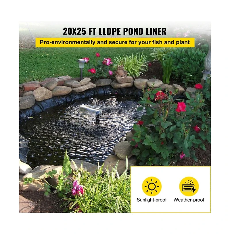 Sugift Lldpe Pond Liner 20 Mil Thickness for Fish Ponds Water Gardens