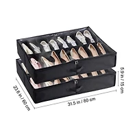 Sugift Under Bed Shoe Storage Organizer Set of 2 with 32 Compartments and Clear Window