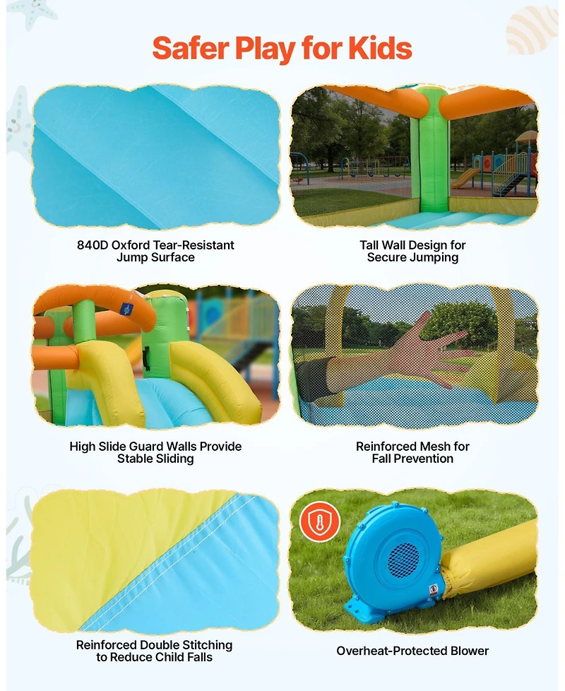 Mecale Bounce House Water Slide 12.5 x 13.1 Feet with Splash Pool, Ages 3