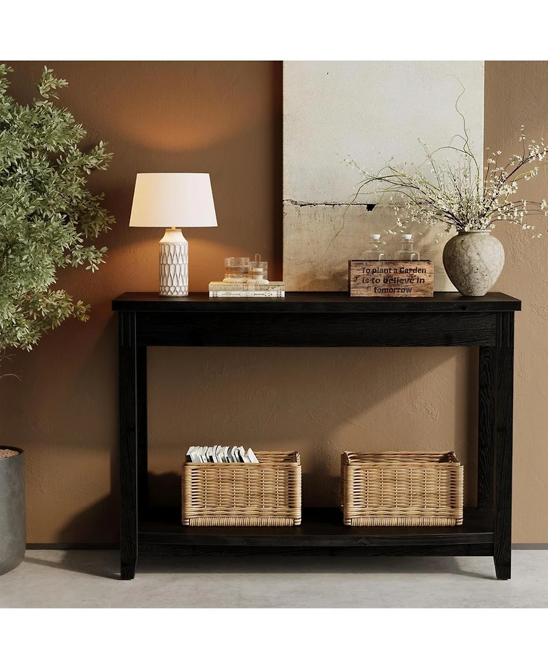 Tribesigns Solid Wood Console Table, 41.3" Farmhouse Entryway Table with Storage Shelf
