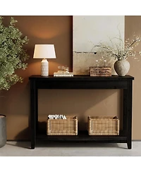 Tribesigns Solid Wood Console Table, 41.3" Farmhouse Entryway Table with Storage Shelf