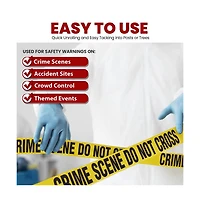 Pyle 4 Pieces Crime Scene Do Not Cross Tape Set - 200 Meters Long Tape Roll Suitable for a Wide Range of Applications, Including Roadworks, Events