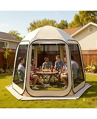ECHTPeak Pop up Screen House Tent, with Carry Bag, Portable Screened in Canopy, Netting Sides, Ground Stakes, for Garden, Patio, Backyard, 4-8 Person