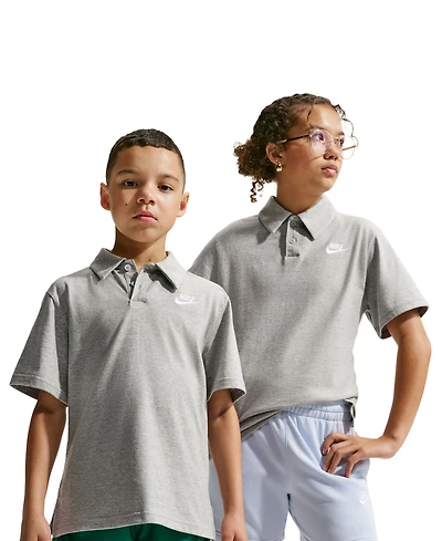 Nike Big Boys' and Girls' Sportswear Club Knit Short-Sleeve Polo Buttoned-Up T-Shirt