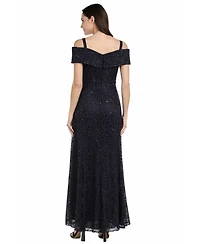 R & M Richards Petite Sequined Lace Gown