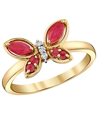 Macy's Ruby (5/8 ct. t.w.) & Diamond Accent Ring in 10k Yellow Gold
