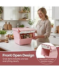 Sugift 3-Piece Stackable Plastic Storage Bins with Stay-Open Lids and Wheels