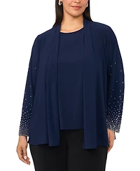 Msk Plus-Size Long-Sleeve Round Neck Top