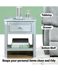 Clihome Modern Sofa Side Table with Storage Drawer and Shelf, Classic Accent Coffee Table for Living Room