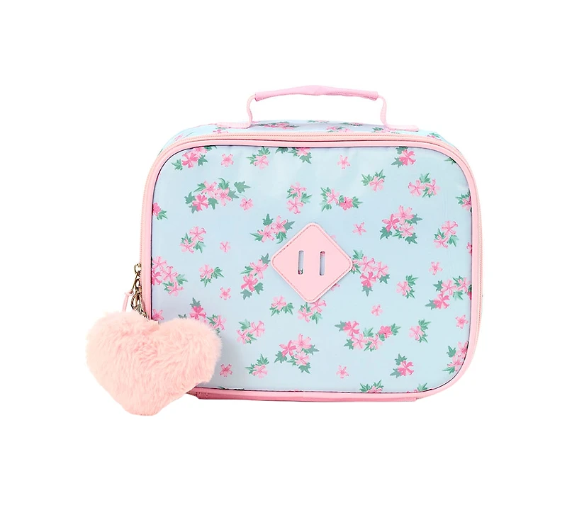 Rainbow Sugar Girls' Floral Backpack, Lunch Box, Pencil Case, Water Bottle and Carabiner, 5-Piece Set