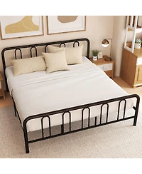 Gymax King Size Metal Bed Frame Headboard Footboard Platform Mattress Foundation