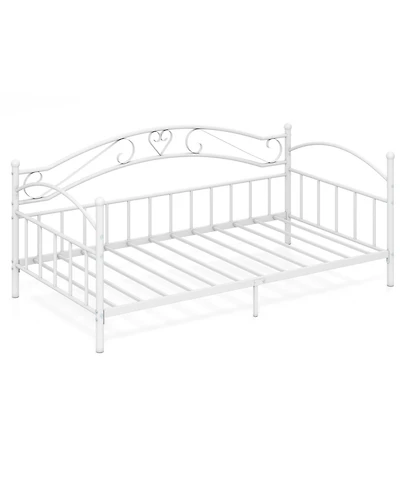 Gymax Twin Size Metal Daybed Frame with Headboard for Bedroom Guest Room Easy Assembly