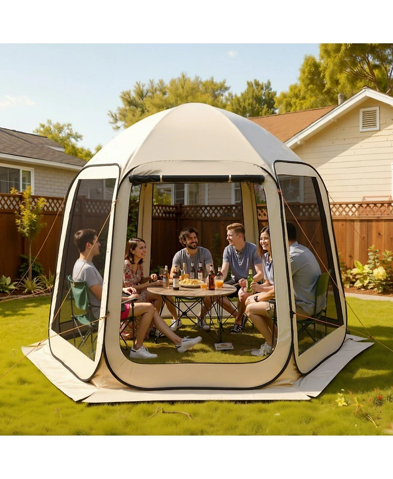 Gouun Pop Up Screen House Tent 10x9.2 feet for 4-8 People with Carry Bag, Netting Sides and Ground Stakes