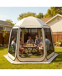 Gouun Pop Up Screen House Tent 10x9.2 feet for 4-8 People with Carry Bag, Netting Sides and Ground Stakes