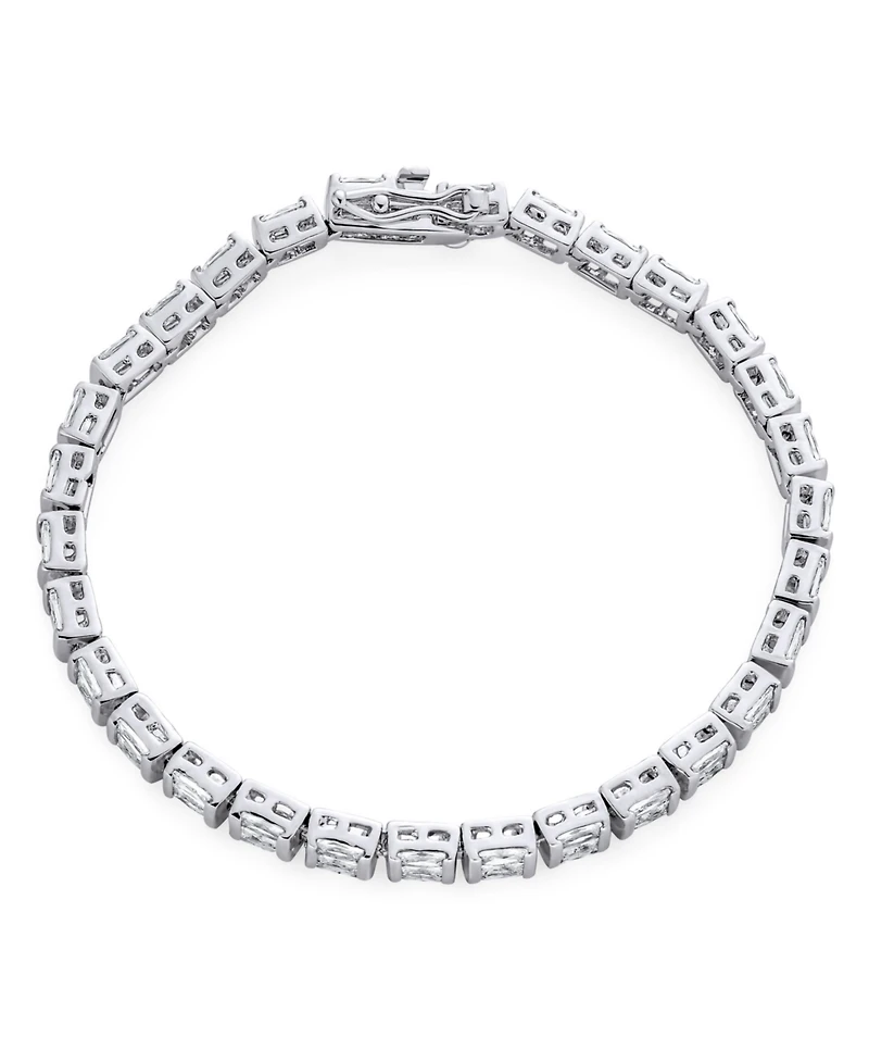 Bling Jewelry Fancy Alternating Bars and 20CTW Princess Cut Cubic Zirconia Tennis Bracelet Silver Plated 7 Inch