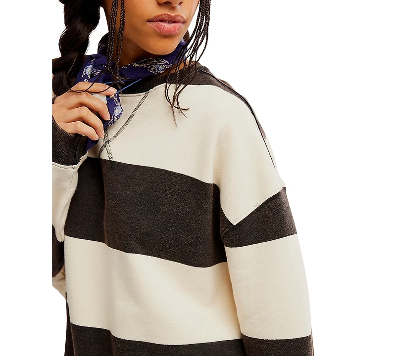 Free People Women's Classic Crewneck Stripe Oversized Top