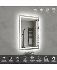 Rainsken 24"36" Led Bathroom Mirror, Anti-fog Vanity Mirror with Front-Lit and Back-Lit, Stepless Dimmable, Shatter-Proof Make Up Mirror