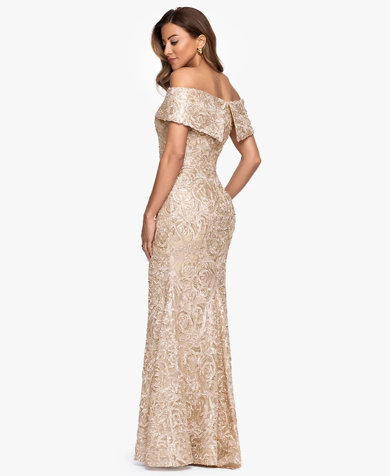Xscape Petite Off-The-Shoulder Sheath Ball Gown