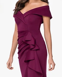 Xscape Petite Off-The-Shoulder Ruffle Gown