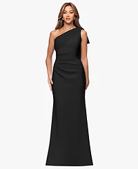 Xscape Petite One-Shoulder Scuba Sheath Gown