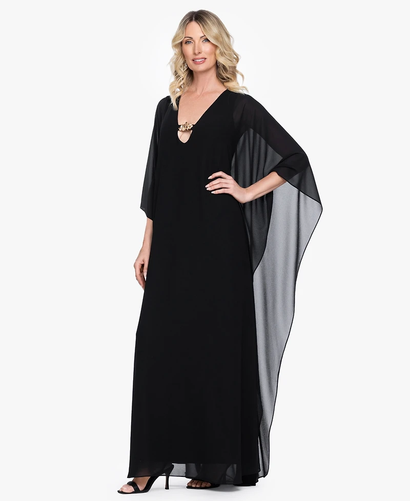 Betsy & Adam Women's V-Neck Long Kaftan Dress