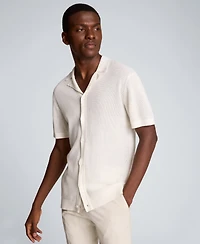 Kenneth Cole Men's Point Collar Sweater Camp Shirt