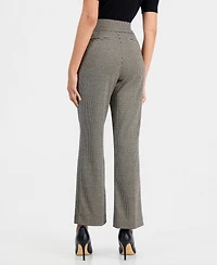 Anne Klein Essentials Petite Houndstooth Pull-On Mid-Rise Trouser, 28-1/2" Inseam