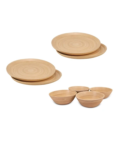 Joyce Chen Lexa Bamboo 8-Pc. Handcrafted Plate and Salad Bowl Set