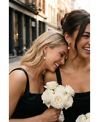 Joey Baby Baroque Pearl Silver-Tone Stainless Steel Necklace And Huggie Earring Set