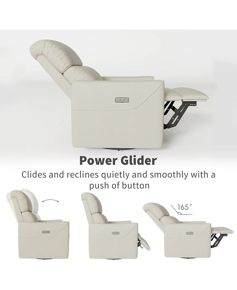 gaomon Pu Leather Power Swivel Glider Recliner Chair Nursery Electric Rocker Recliner Chair With Lumbar Support And Usb Port For Living Room Bedroom