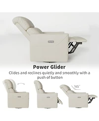 gaomon Pu Leather Power Swivel Glider Recliner Chair Nursery Electric Rocker Recliner Chair With Lumbar Support And Usb Port For Living Room Bedroom