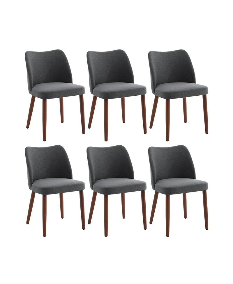 gaomon Dining Chair Set of 6, Linen Upholstered Dining Chair with Solid Wood Legs, Wing Backrest