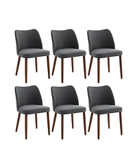gaomon Dining Chair Set of 6, Linen Upholstered Dining Chair with Solid Wood Legs, Wing Backrest