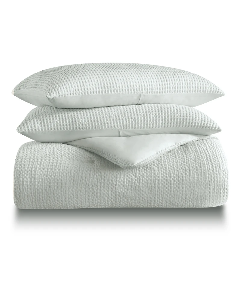 Laundry Stone Washed Cotton Waffle 3-Piece Comforter Set