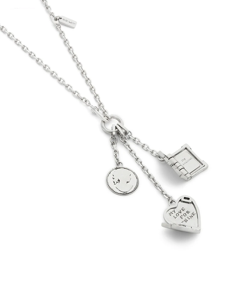 Coach Silver Runway Heart Charm Necklace