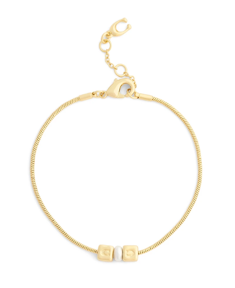 Coach Faux Imitation Pearl Signature C Cube Bracelet