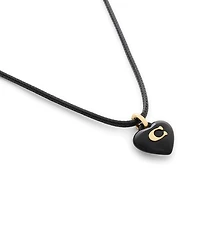 Coach Black Signature C Resin Heart Pendant Necklace