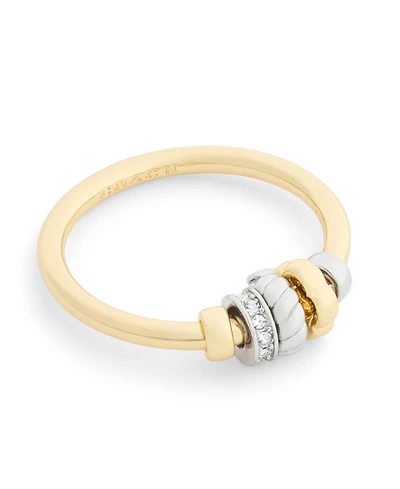 Coach Faux Stone Signature Rondelle Charm Band Ring