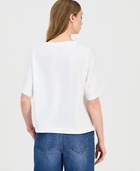 I.n.c. International Concepts Women's Imitation Pearl Embellished Short Sleeve T-Shirt, Macy's Exclusive